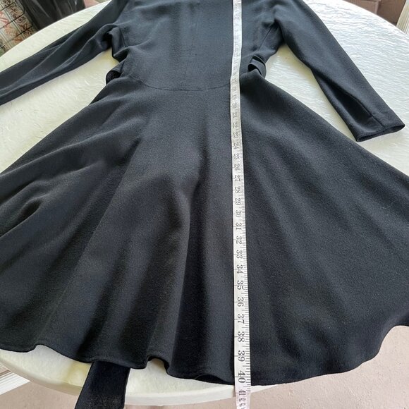 Vintage 90s Anne Klein 100% Wool Black Midi Dress Size 2 Petite - Picture 8 of 10